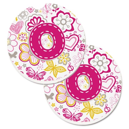 Carolines Treasures Letter O Flowers and Butterflies Pink Set of 2 Cup Holder Car Coaster CJ2005-OCARC